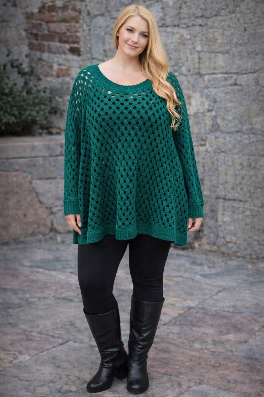 Torrid Green Chenille Open Knit Sweater Plus Size 6 Oversized Cozy Boho